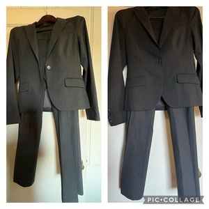 Theory Women’s 2-piece Suit, Charcoal Gray, size 6 Jacket, Size 6 Pants.